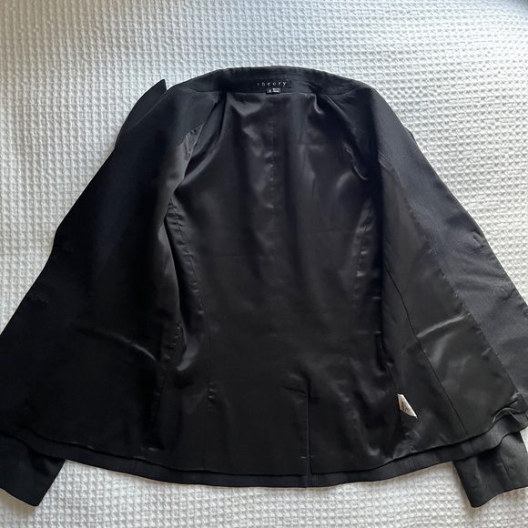 Theory Nichelle Dark Gray Wool 2-Button Blazer Jacket - Picture 6 of 9